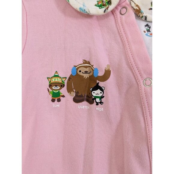 HBC Baby Girl Footie Pajamas 12-18 M Pink Vancouver 2010 Sumi Quatchi Miga Pink - Picture 4 of 10